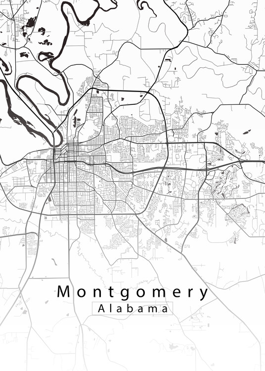 Αφίσα Montgomery Alabama City Map white