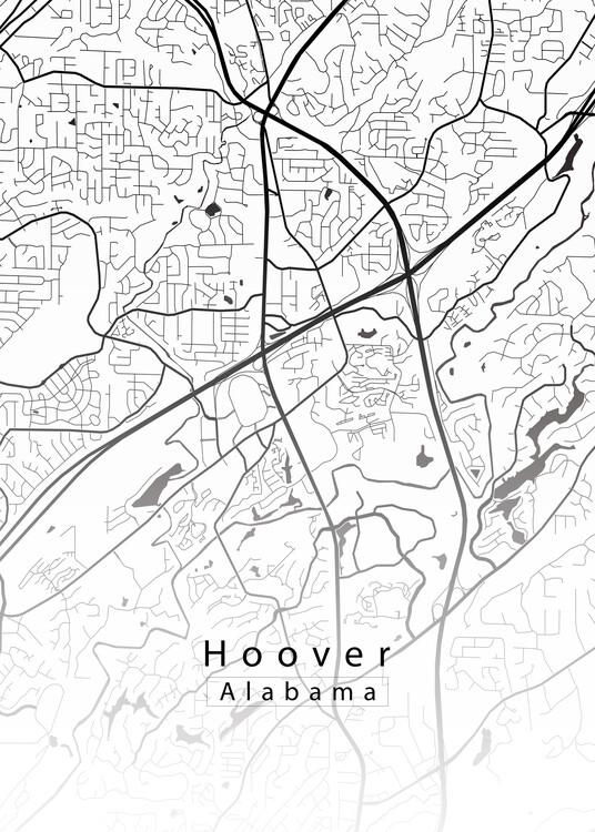 Αφίσα Hoover Alabama City Map white