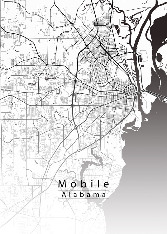 Αφίσα Mobile Alabama City Map white