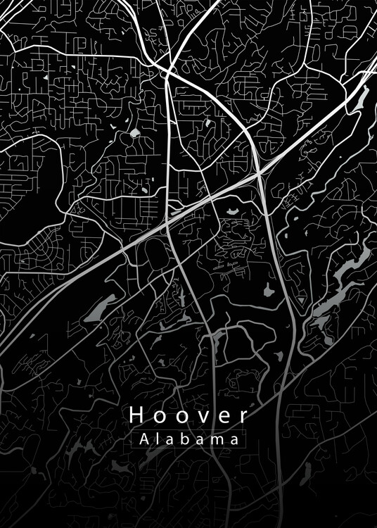 Αφίσα Hoover Alabama City Map black