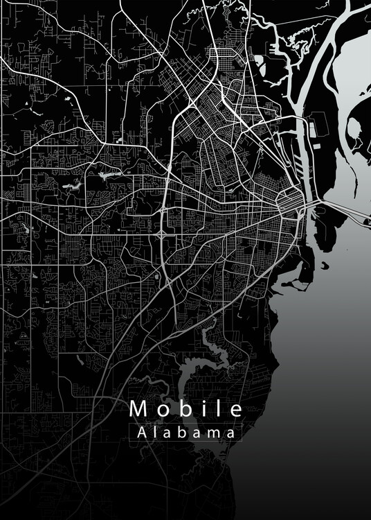 Αφίσα Mobile Alabama City Map black