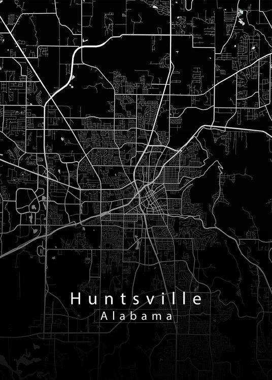 Αφίσα Huntsville Alabama City Map black