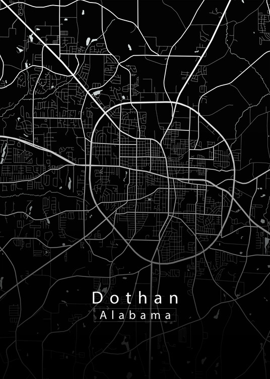Αφίσα Dothan Alabama City Map black