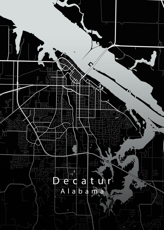 Αφίσα Decatur Alabama City Map black