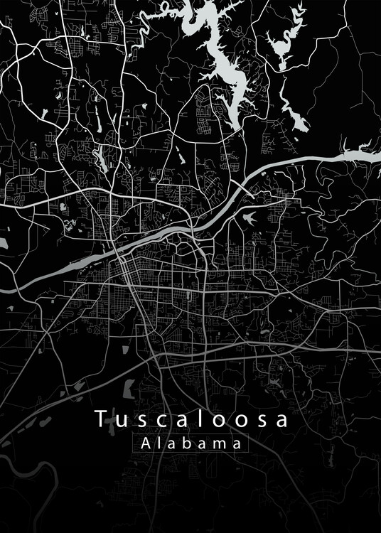 Poster Tuscaloosa Alabama City Map black