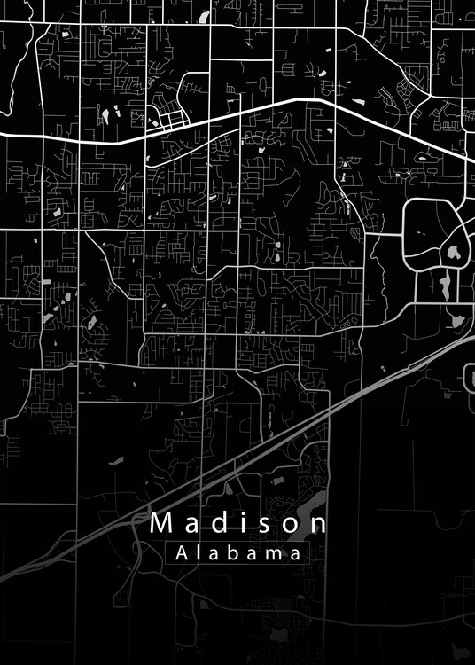 Poster Madison Alabama City Map black