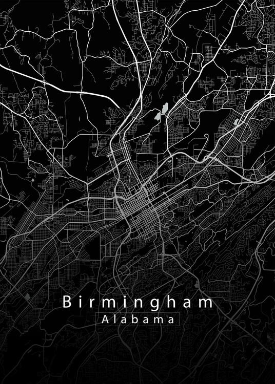 Poster Birmingham Alabama City Map black