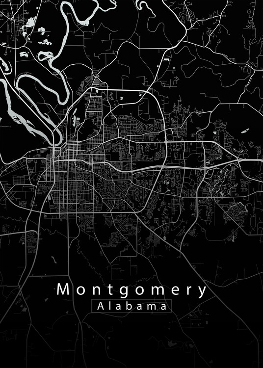 Poster Montgomery Alabama City Map black