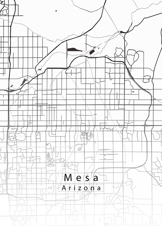 Poster Mesa Arizona City Map white