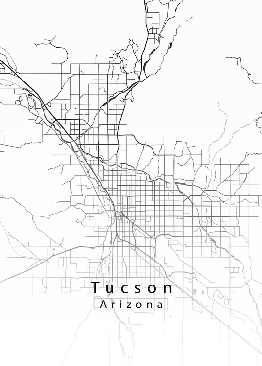 Poster Tucson Arizona City Map white
