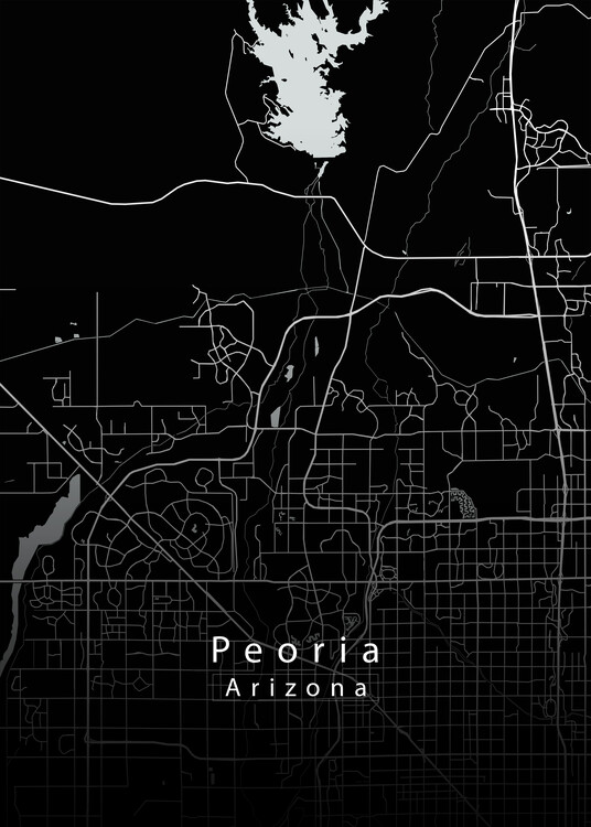 Poster Peoria Arizona City Map black