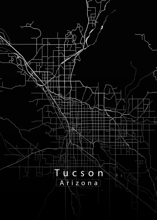 Poster Tuscon Arizona City Map black
