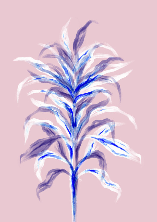 Poster Pink Blue Bamboo