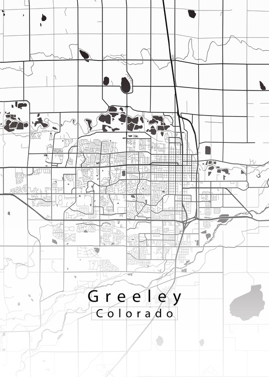 Poster Greeley Colorado City Map white