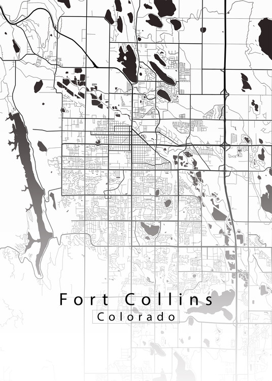 Poster Fort Collins Colorado City Map white