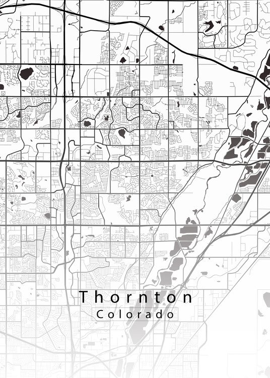 Poster Thornton Colorado City Map white