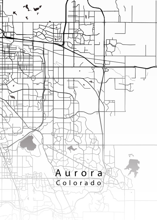 Poster Aurora Colorado City Map white