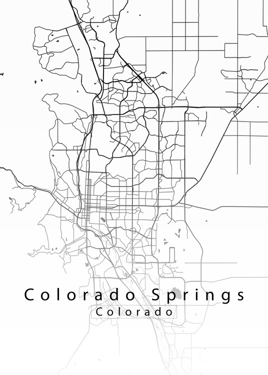 Poster Colorado Springs Colorado City Map white