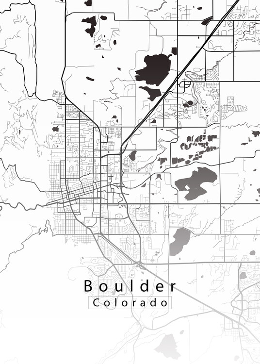 Poster Boulder Colorado City Map white