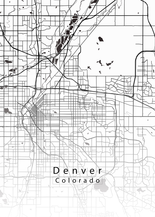 Poster Denver Colorado City Map white