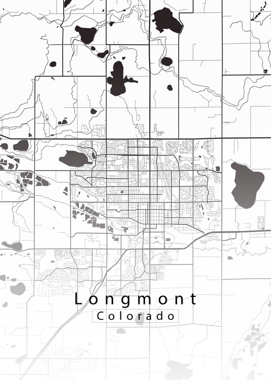 Poster Longmont Colorado City Map white