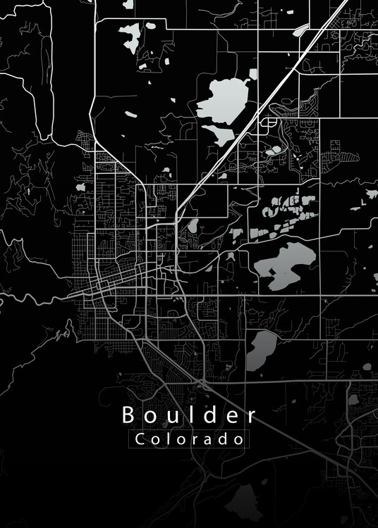Poster Boulder Colorado City Map black