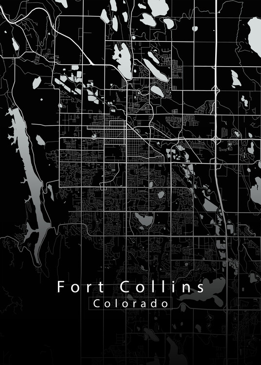 Poster Fort Collins Colorado City Map black