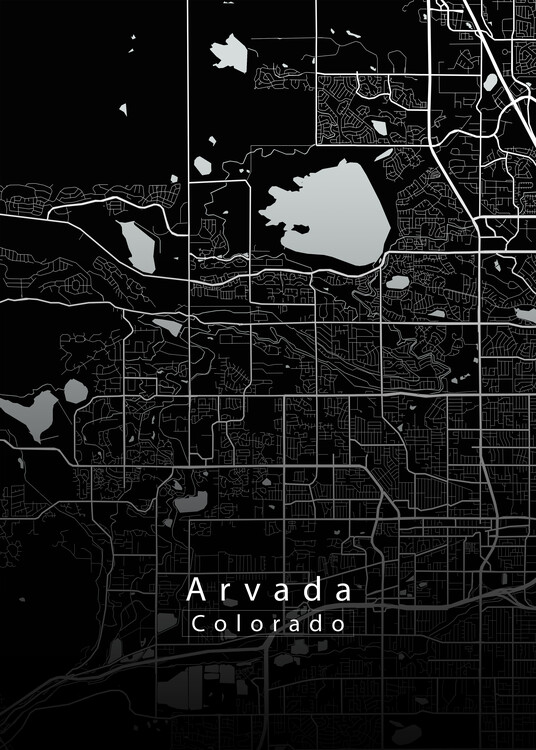 Poster Arvada Colorado City Map black