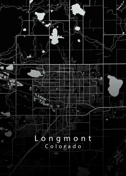 Poster Longmont Colorado City Map black