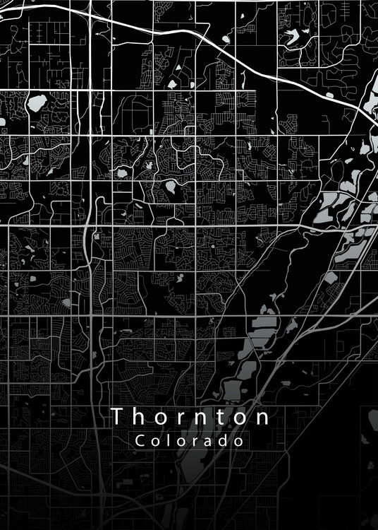 Poster Thornton Colorado City Map black