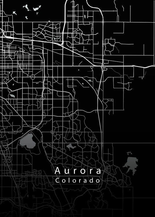 Poster Aurora Colorado City Map black