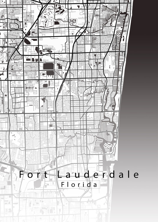 Poster Fort Lauderdale City Map white