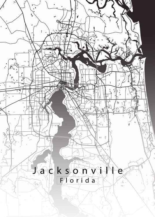 Poster Jacksonville Florida City Map white