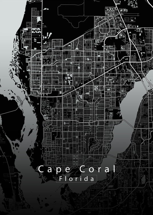 Poster Cape Coral Florida City Map black
