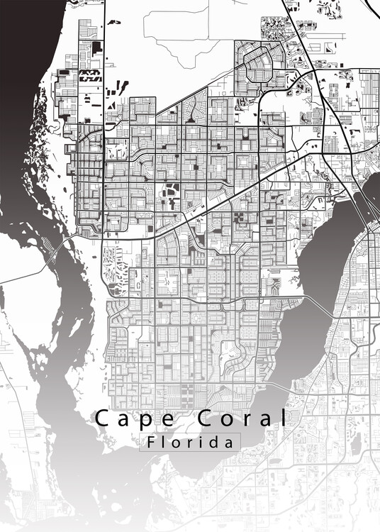Juliste Cape Coral Florida City Map white