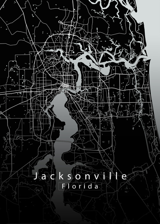 Juliste Jacksonville Florida City Map black