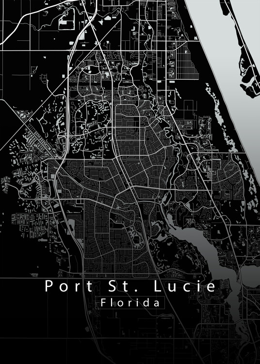 Juliste Port St. Lucie Florida City Map black