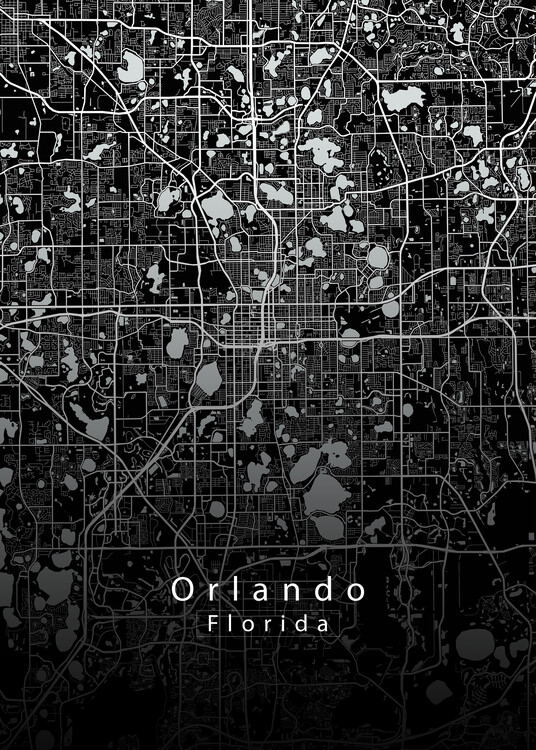 Juliste Orlando Florida City Map black