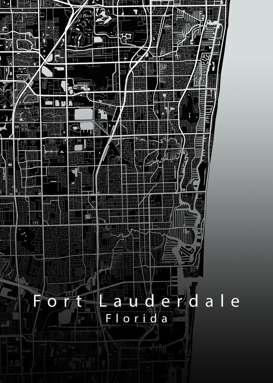 Juliste Fort Lauderdale Florida City Map black