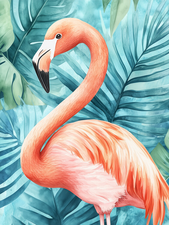 Poster Tropical Pink Flamingo