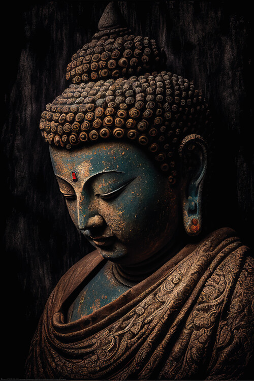 Poster Portrait of a bronze Buddha