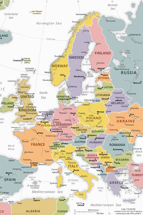 Poster Map of Europe - Political