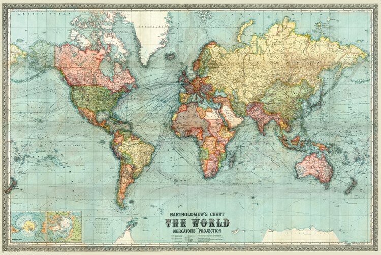 Poster Bartholomew's World Map (Historical)