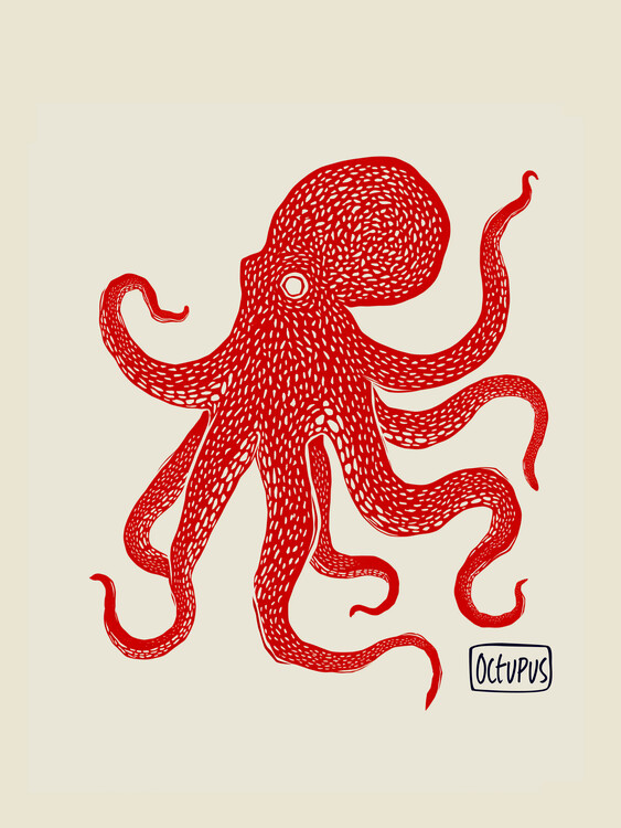Poster Red Octopus