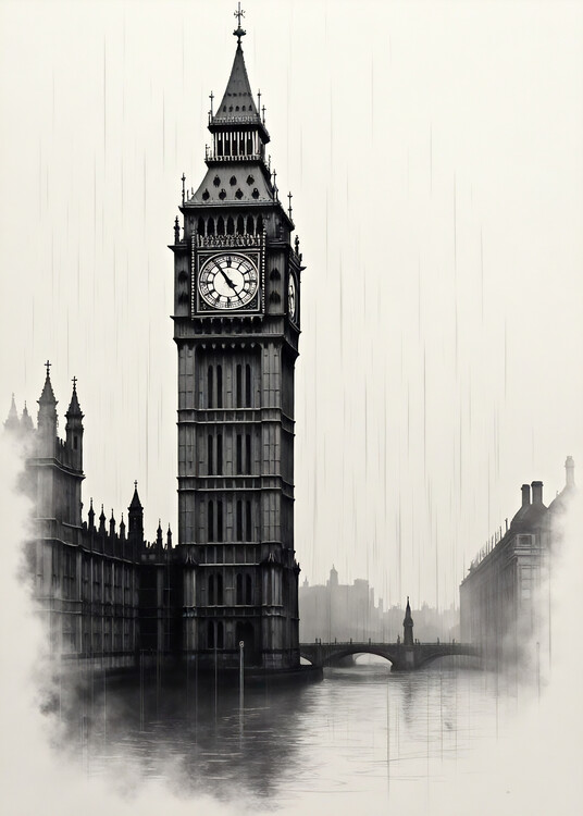 Plakát sketch art of London Big ben