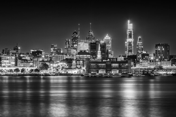 Poster Impressive Philadelphia skyline with Delaware River