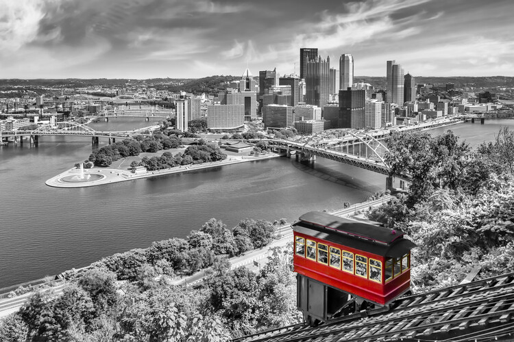 Poster Pittsburgh Skyline with Duquesne Incline colorkey