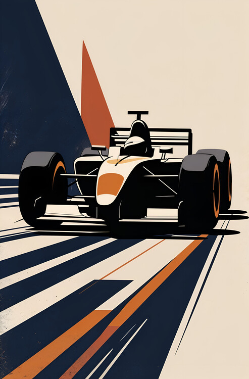 Plakat Timeless F1 Racing Illustration – Retro Abstract Grand Prix