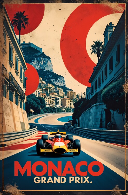 Plakat Monaco Formula 1 Poster – Retro Abstract Racing Artwork