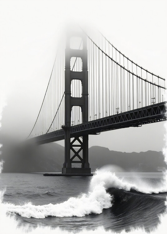 Poster Timeless Icon: The Golden Gate in Monochrome